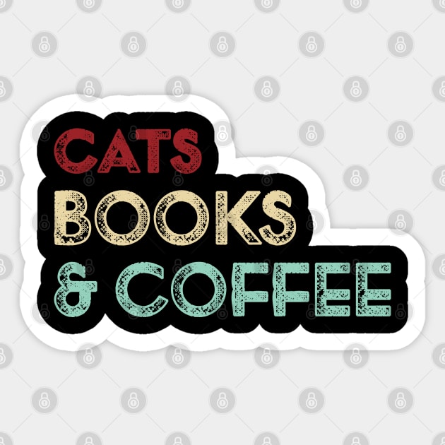Vintage Potter Cats Books And Coffee Funny Sticker by TeeTypo